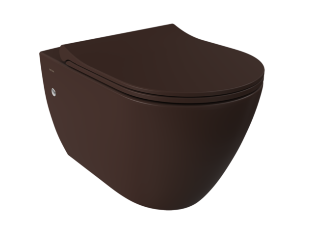 Hangtoilet Venezia Randloos Mat Bruin 57x36x35cm excl. Toiletbril Hangtoilet Venezia Randloos Mat Bruin 57x36x35cm excl. Toiletbril