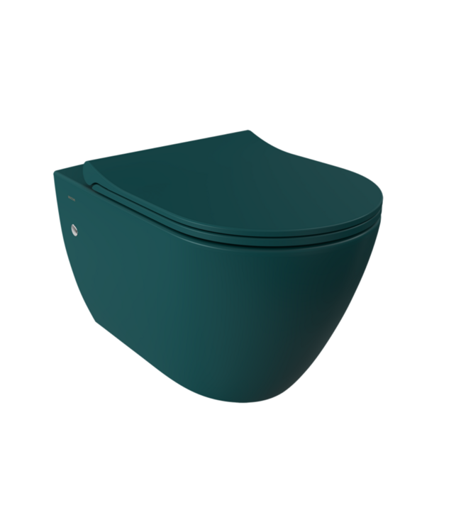 Hangtoilet Venezia Randloos Mat Blauw 57x36x35cm excl. Toiletbril