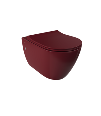 BOCCHI Hangtoilet Venezia Randloos Bordeaux Rood 57x36x35cm excl. Toiletbril