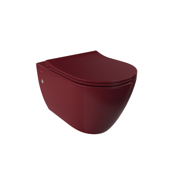 Hangtoilet Venezia Randloos Bordeaux Rood 57x36x35cm excl. Toiletbril