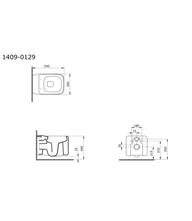 Bocchi Randloos Hangtoilet Design New Age Glans Zwart 54x36x33cm