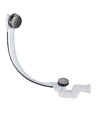 SANI-SUPPLY Badafvoer - overloopcombinatie Effeze Gun Metal 52cm met clickwaste