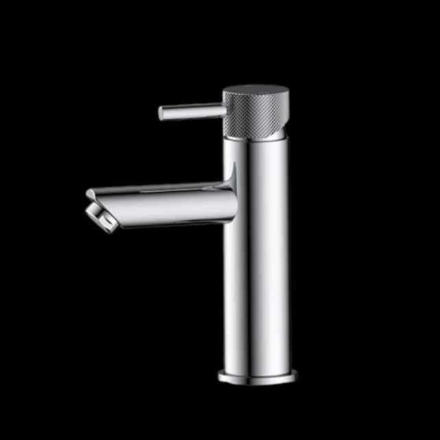 Opbouw Wastafelkraan Laag Ribbed Chroom mengkraan