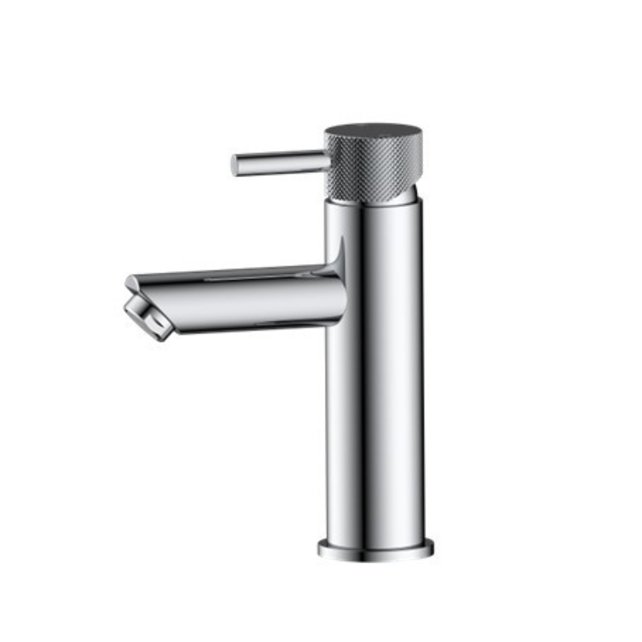 Opbouw Wastafelkraan Laag Ribbed Mat Zwart mengkraan