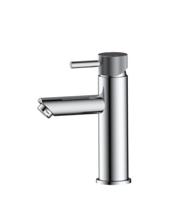 Opbouw Wastafelkraan Laag Ribbed Mat Zwart mengkraan