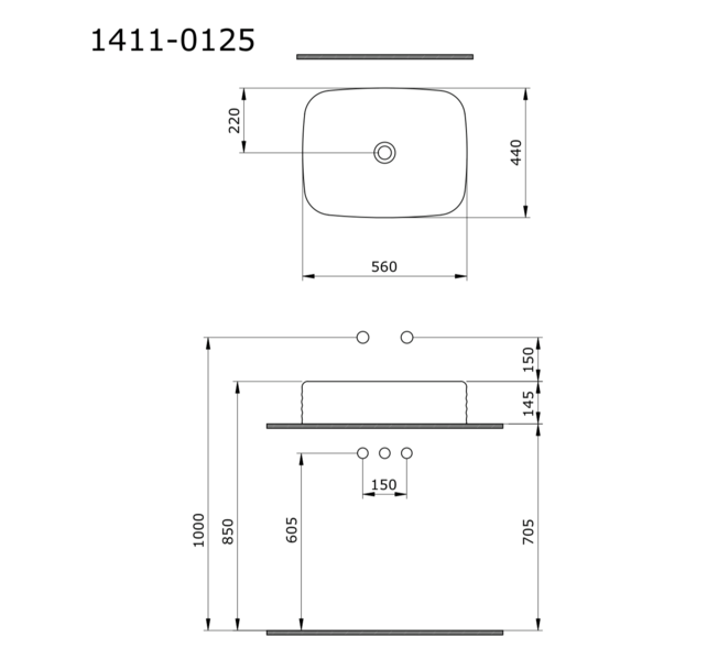 Opbouw Wastafel New Age Glans Wit Waskom 56x44x14cm