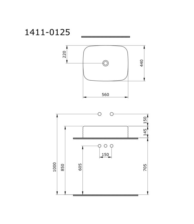Opbouw Wastafel New Age Glans Wit Waskom 56x44x14cm