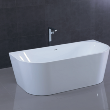 Half Vrijstaand bad Diamond Ovaal 80x170x58cm Glasvezelversterkt Acryl Glans Wit met Badwaste en Overloop