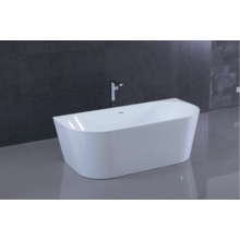 Half Vrijstaand bad Diamond Ovaal 80x170x58cm Glasvezelversterkt Acryl Glans Wit met Badwaste en Overloop