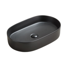 Waskom ovaal Opus Mat Zwart 60x38x12 cm met extra dunne rand