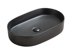 Waskom ovaal Opus Mat Zwart 60x38x12 cm met extra dunne rand