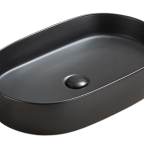 Waskom ovaal Opus Mat Zwart 60x38x12 cm met extra dunne rand