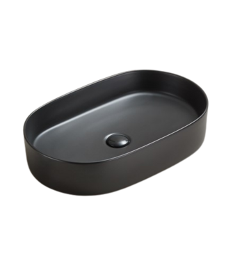 SANI-SUPPLY Waskom ovaal Opus Mat Zwart 60x38x12 cm met extra dunne rand