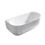 Half vrijstaand Bad Göteborg 180x80x60cm Mat Wit Acryl met afvoer en clickwaste overloop