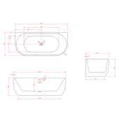 Half vrijstaand Bad Göteborg 180x80x60cm Mat Wit Acryl met afvoer en clickwaste overloop