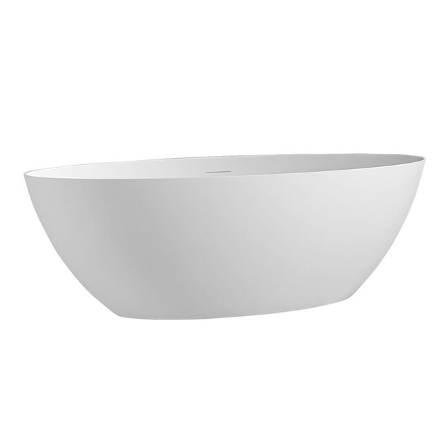 Vrijstaand Bad Ovaal 180x85x58cm Malmö Mat Wit Acryl met overloop en afvoer