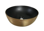 Waskom Pisa Rond Zwart mat - Geborsteld Goud 41x14cm Keramiek extra dunne rand