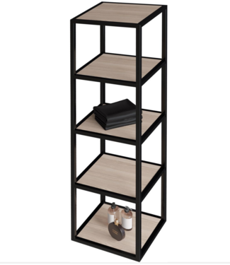 CREAVIT Industriele Stalen frame 135x35x35cm Mat Zwart Kolomkast Creavit Sharp met 5 lagen