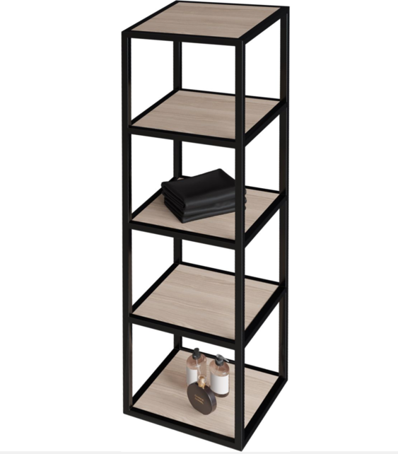 Industriele Stalen frame 135x35x35cm Mat Zwart Kolomkast Creavit Sharp met 5 lagen