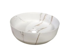 Waskom Marmerlook Victoria Color Line Wit rond 39x12 cm incl Clickwaste