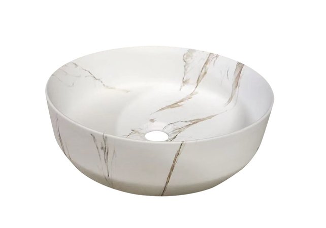 Waskom Marmerlook Victoria Color Line Wit rond 39x12 cm incl Clickwaste