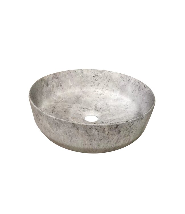 Waskom Marmerlook Victoria Color Line Wit rond 39x12 cm incl Clickwaste