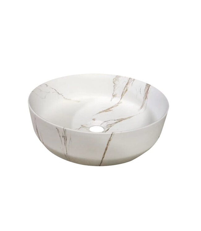 Waskom Marmerlook Victoria Color Line Grijs rond 39x12 cm incl Clickwaste