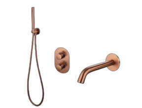 Inbouw badkraan set Effeze Brons met baduitloop en handdouche