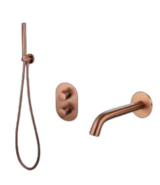 SANI-SUPPLY Inbouw badkraan set Effeze Brons met baduitloop en handdouche