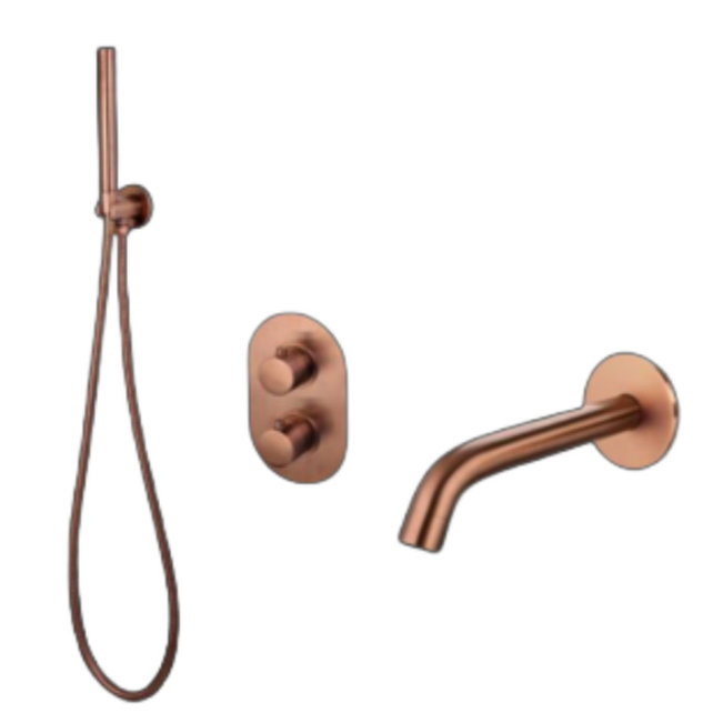 Inbouw badkraan set Effeze Brons met baduitloop en handdouche Inbouw badkraan set Effeze Brons met baduitloop en handdouche