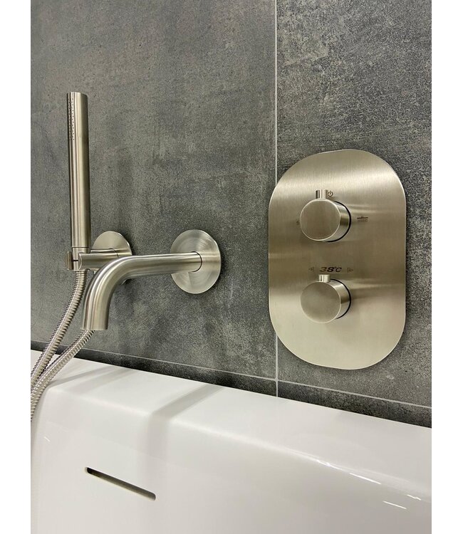 Inbouw badkraan set Effeze RVS met baduitloop en handdouche