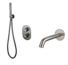 Inbouw badkraan set Effeze Gun Metal met baduitloop en handdouche