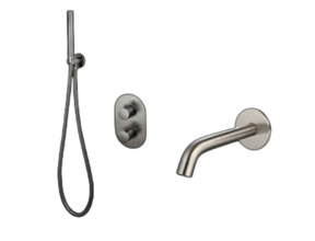 Inbouw badkraan set Effeze Gun Metal met baduitloop en handdouche
