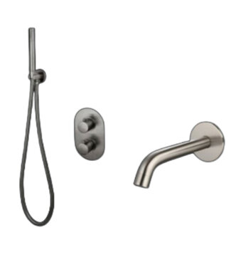 SANI-SUPPLY Inbouw badkraan set Effeze Gun Metal met baduitloop en handdouche