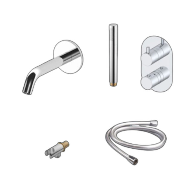 Inbouw badkraan set Effeze Chroom met baduitloop en handdouche