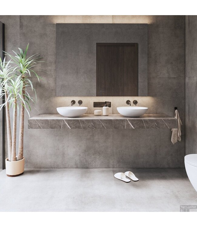 Gliss Design Wastafelblad Topdek Marmer Grijs 100x46x10cm Melamine (alle opties)