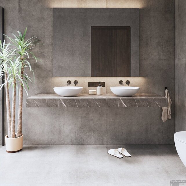 Gliss Design Wastafelblad Topdek Ruw Natuur 160x46x10cm Melamine (alle opties)