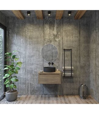 GLISS DESIGN Gliss Design Ares Wastafelonderkast met topblad Ash Gray 60x45x35 cm 1 lade greeploos