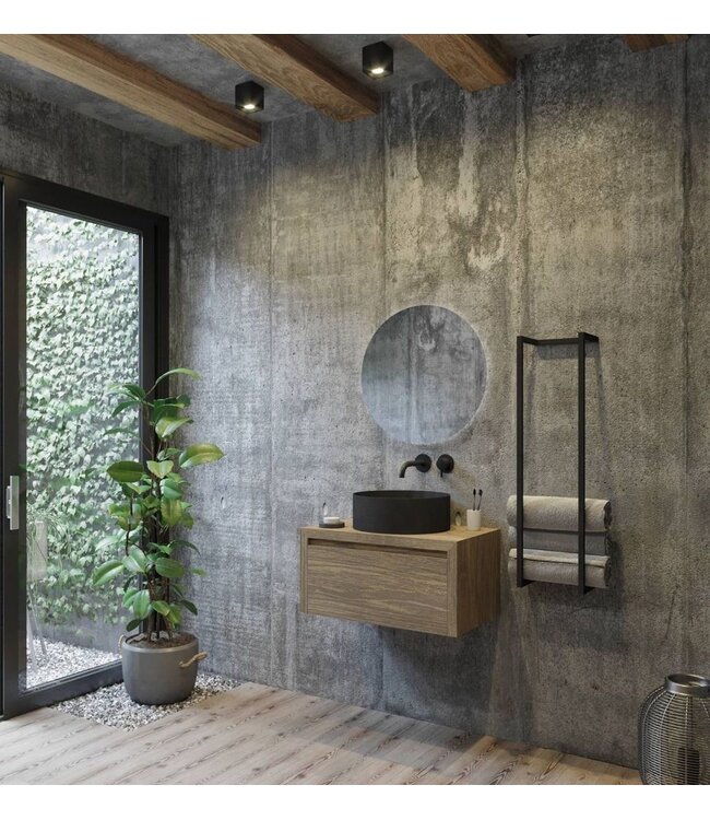 Gliss Design Ares Wastafelonderkast met topblad Ash Gray 70x45x35 cm 1 lade greeploos