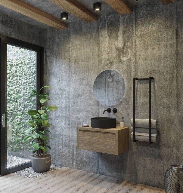 Gliss Design Ares Wastafelonderkast met topblad Ash Gray 60x45x35 cm 1 lade greeploos