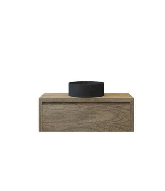 GLISS DESIGN Gliss Design Ares Wastafelonderkast met topblad Ash Gray 90x45x35 cm 1 lade greeploos