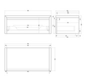 Gliss Design Ares Wastafelonderkast met topblad Ash Gray 90x45x35 cm 1 lade greeploos