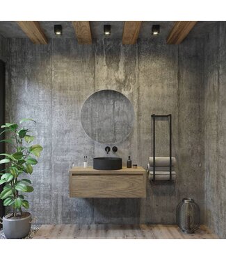 GLISS DESIGN Gliss Design Ares Wastafelonderkast met topblad Ash Gray 90x45x35 cm 1 lade greeploos