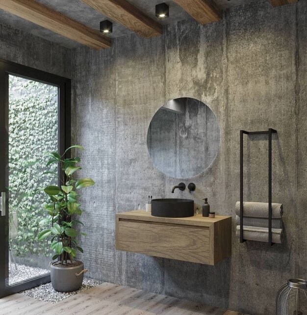 Gliss Design Ares Wastafelonderkast met topblad Ash Gray 90x45x35 cm 1 lade greeploos