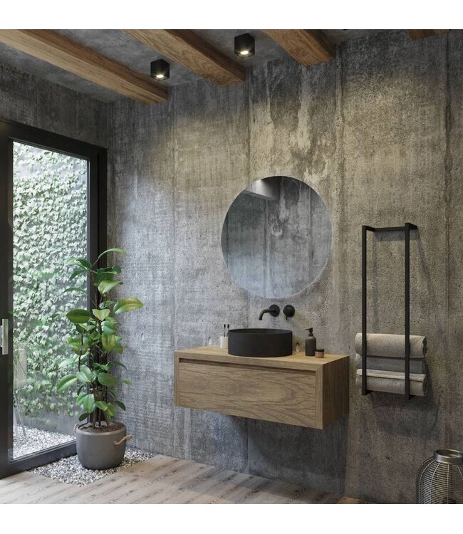 Gliss Design Ares Wastafelonderkast met topblad Ash Gray 90x45x35 cm 1 lade greeploos