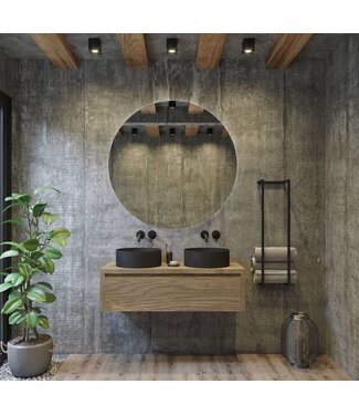 GLISS DESIGN Gliss Design Ares Wastafelonderkast met topblad Ash Gray 120x45x35 cm 1 lade greeploos