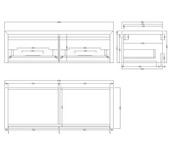 Gliss Design Ares Wastafelonderkast met topblad Ash Gray 120x45x35 cm 2 lade greeploos