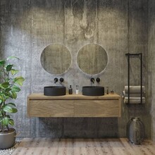 Gliss Design Ares Wastafelonderkast met topblad Ash Gray 160x45x35 cm 2 lade greeploos