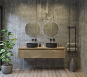 Gliss Design Ares Wastafelonderkast met topblad Ash Gray 180x45x35 cm 2 lade greeploos