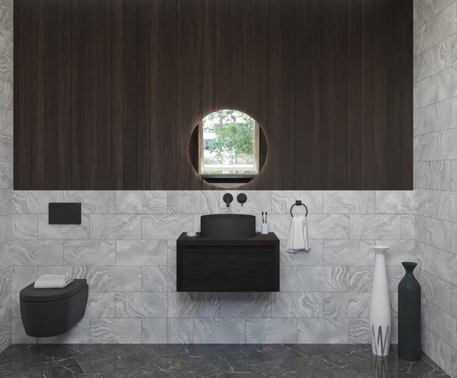 Gliss Design Ares Wastafelonderkast met topblad Charcoal 70x45x35 cm 1 lade greeploos